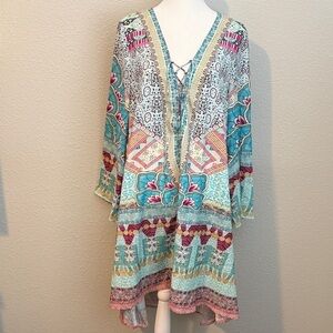 NWT Vibrant Multicolor V-Neck Swim Coverup